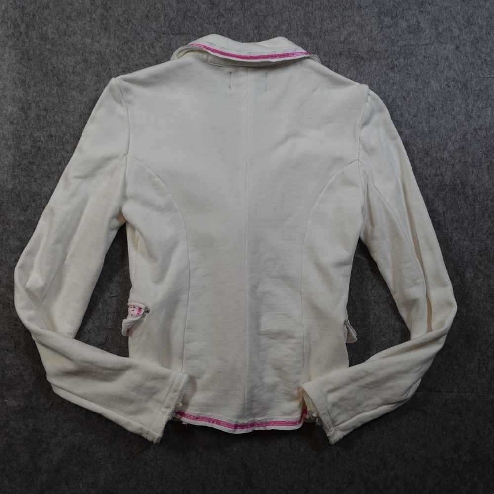 Ralph‎ Lauren Blazer Girls Medium Knit White Pink Piping Cotton - Picture 6 of 10